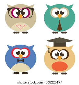 owl vector set of students