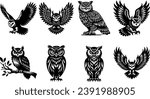 Owl Vector Silhouette, Cute Owl Silhouette
