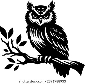 Owl Vector Silhouette, Cute Owl Silhouette