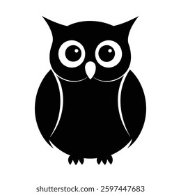 An owl vector silhouette on a white background