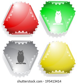 Búho. Etiqueta del vector.