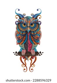 Owl Version #1 Vector White Background Exclusive 