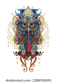 Owl Version #2 Vector White Background Exclusive 