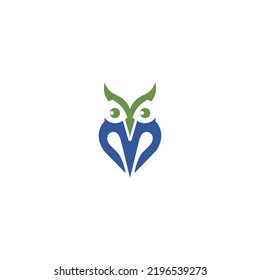 Owl with VM Letter Vector Design