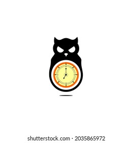 owl and wall clock vector