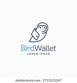 Coruja com design de logotipo linear carteira. Pássaro símbolo ícone de logotipo ícone de vetor ilustração