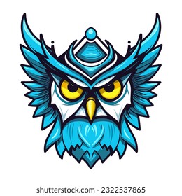 Owl wearing a crown vector clip art illustration