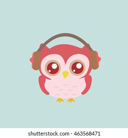 Owl wearing headphones.