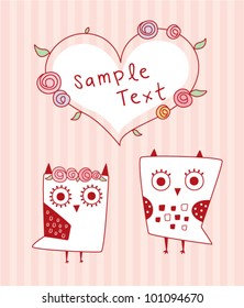 owl wedding greeting card