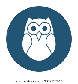 Owl white glyph with color background vector icon which can easily modify or edit 