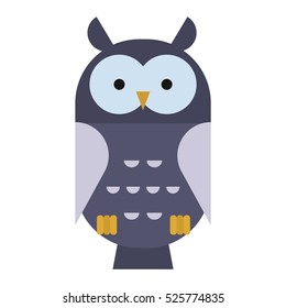 Owl wild bird cartoon vector.