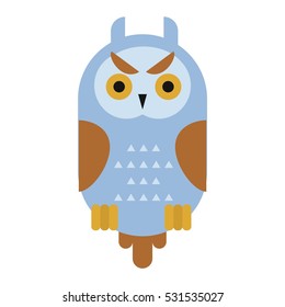 Owl wild bird cartoon vector.