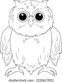 Owl. Wild forest feathered nocturnal bird of prey. Wildlife symbol.