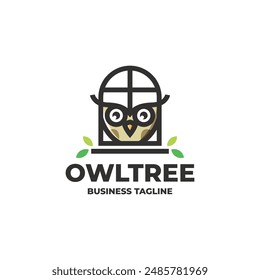 owl window vector logo design