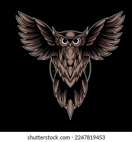 Ilustración vectorial de diseño de camisetas de ala de búho