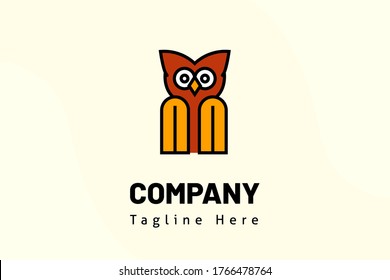 owl with wings books illustration template education logo for school, e-learning, class online, class, club study, study, library, learning.