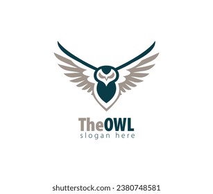 The Owl Wings flying logo design illustration	
