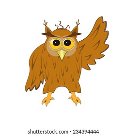 Owl with wings raised