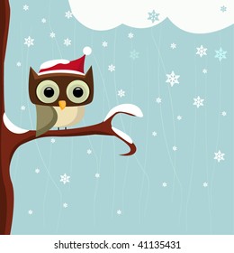 Owl In The Winter Day