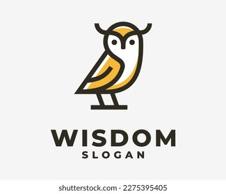 Owl Wisdom Bird Nocturnal Animal Cute Cartoon Character Mascot Funny Modern Vector Logo Design