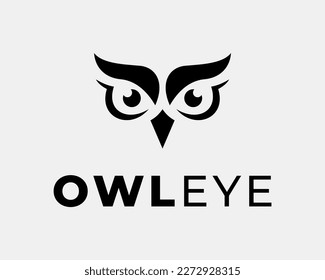 Owl Wisdom Eye Sight Look Vision Watching Head Face Beak Nocturnal Bird Simple Vector Logo Design