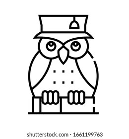 Owl wise line icon, concept sign, outline vector illustration, linear symbol.
