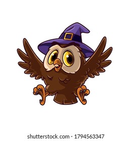 owl with witch hat halloween scenery