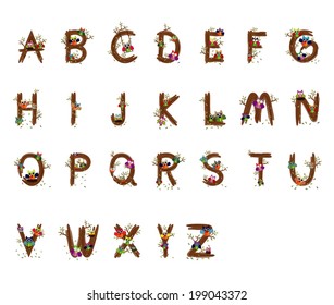 Owl Wood Vector letters a to z fonts. vector