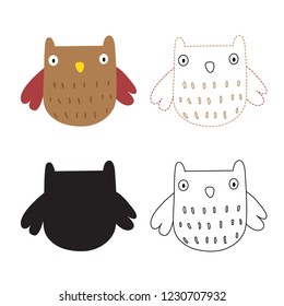 owl worksheet vector design for kid
