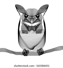 Owl x-ray stylized  illustration on an isolated background