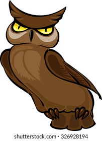 owl with yellow eyes