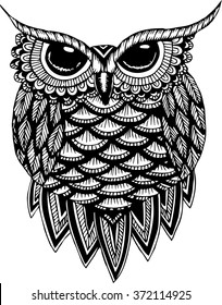 OWL zentangle hanndrawn vector illustration