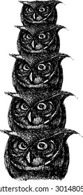 The owl of zentangle style . Hand draw for card.