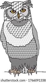 owl zentangle style handmade vector illustration