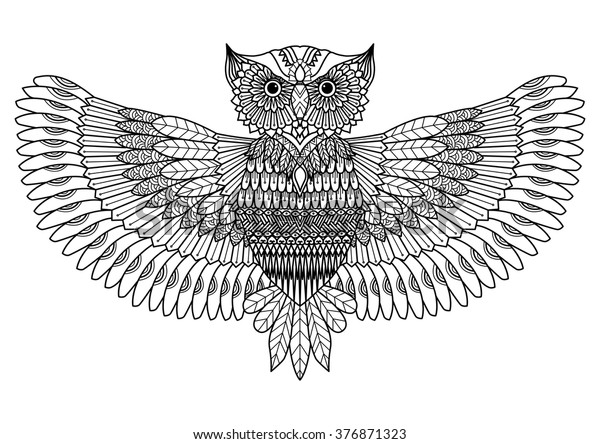 Owl Zentangle Style Tattoo Tshirt Design Stock Vector (Royalty Free ...