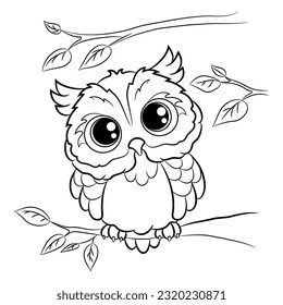Owlet. Cute coloring book for kids.