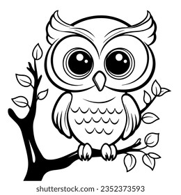 Owlet. Cute coloring book for kids.