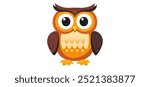 Owl,minimalistic flat 2D vector illustration,plain background,wildlife bird