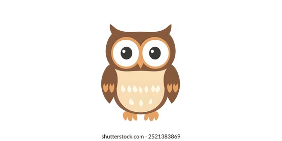 Owl,minimalistic flat 2D vector illustration,plain background,wildlife bird