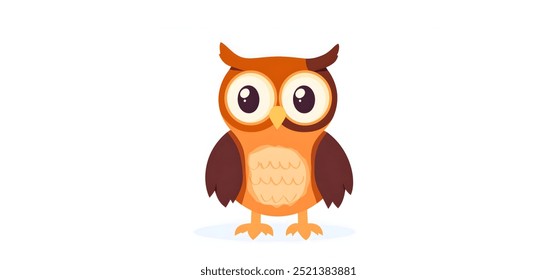 Owl,minimalistic flat 2D vector illustration,plain background,wildlife bird