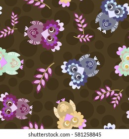 owls abstract seamless pattern for textile