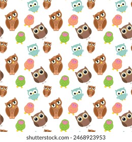Los Búhos Intentan Volar Diseño De Patrón De Vector Sin Costuras
