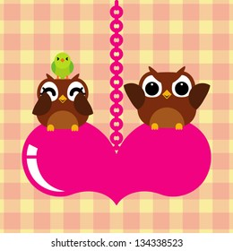 owls bird couple in love