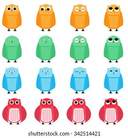 Owls, color icon set
