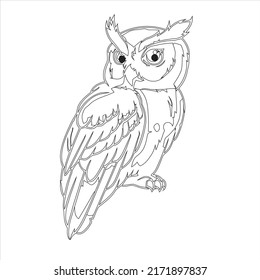 Owls Coloring Page . Adult antistress hand drawn coloring. Kids and adults owls coloring  page