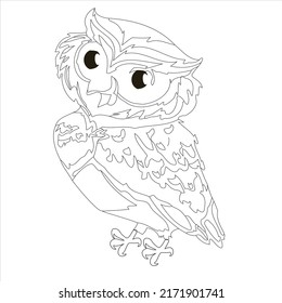 Owls Coloring Page . Adult antistress hand drawn coloring. Kids and adults owls coloring  page