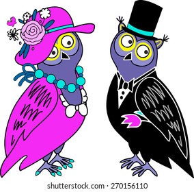 Owls couple in love.