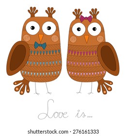Owls couple vector illustration