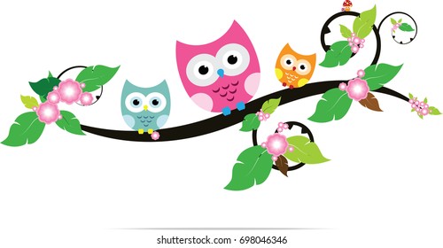 owls cute in vector