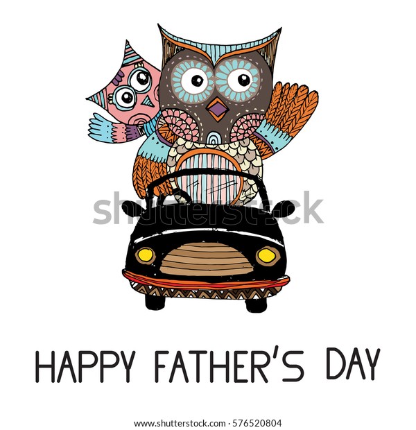 Owls Daddy, Happy\
Father\'s day vector